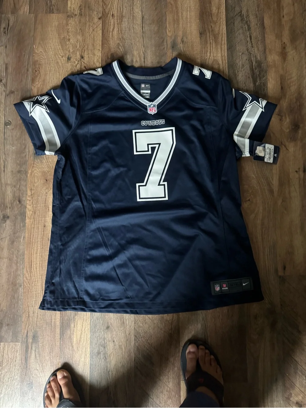 Nike Dallas Cowboys Navy Football Jersey #7 with White Accents